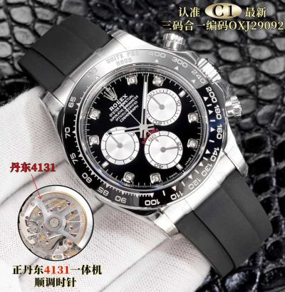 C1 Factory ROLEX Daytona 4131 Movement Black Advanced Version Watch